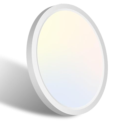 libtit 7-Inch White Flush Mount Ceiling Light Pack of 7, 15W, Color Selectable, Ultra-Thin Ceiling Fixture for Kitchen Bedroom Basement