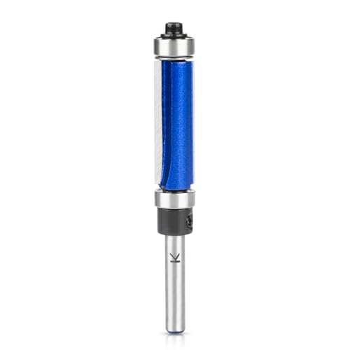 Top and Bottom Bearing Flush Trim Router Bit 1/4 Inch Shank, 1-1/2" Cutting Length,1/2" Cutting Diameter, Carbide Pattern Flush Trim Cut Router bit