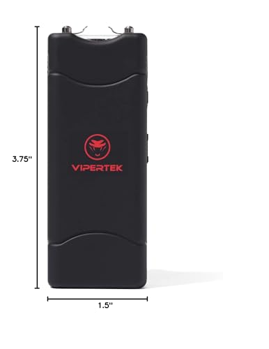 VIPERTEK VTS-881 Micro Stun Gun for Self Defense Rechargeable with LED Flashlight, Black