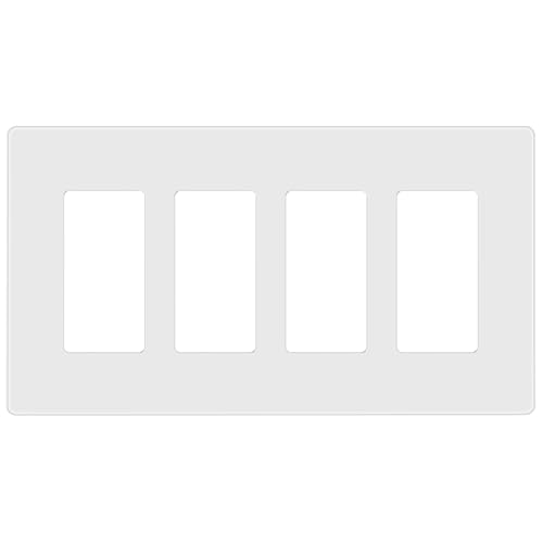 TG 4-Gang White Screwless Decorator Wall Plate Cover - Impact-Resistant