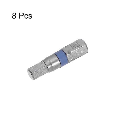 HARFINGTON 8pcs H5 Hex Screwdriver Bit 5mm 1/4" Hex Shank 1" Length S2 Steel Magnetic Power Drill Bits