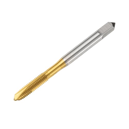 uxcell 10-32 UNF B2 Spiral Point Thread Tap, Screw Tap Threading Tapping Tool, Titanium Coated 6542 High Speed Steel Machine Taps Tapping Bit
