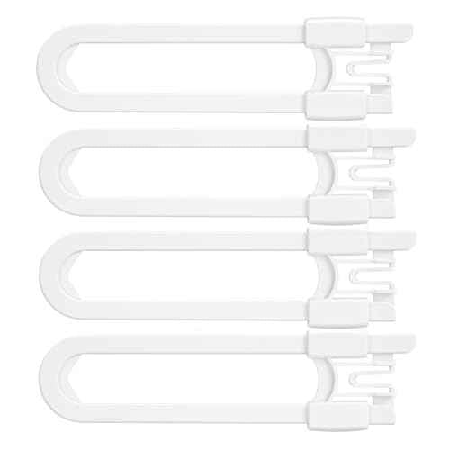 Vmaisi Baby Sliding Cabinet Locks - 4 Pack Adjustable U Shaped Child Safety Locks,Childproof Latches for Kitchen Bathroom Storage Cupboards Doors, Handles and Knobs White (4)