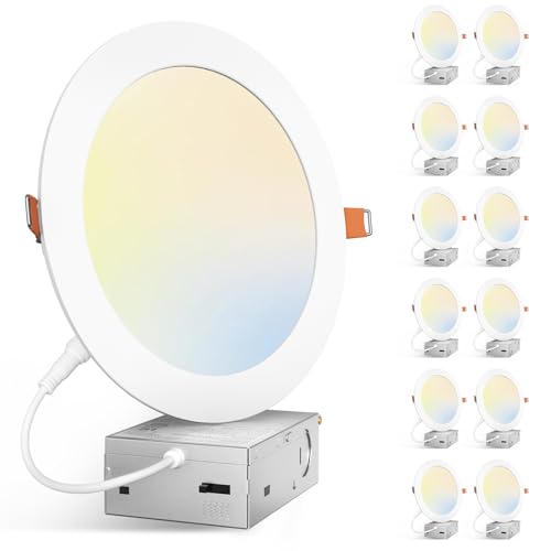 Amico White 12 Pack 7 Inch Ultra-Thin LED Canless Recessed Ceiling Downlights