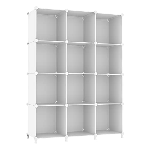 AWTATOS White Cube Storage Organizer Shelves, 12-Cube Closet Shelving
