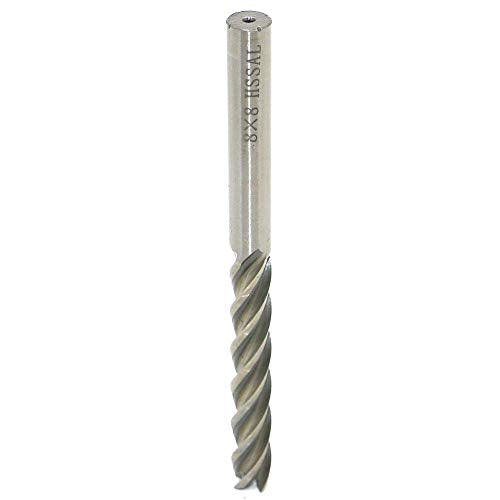 5/16" HSS End Mill 8mm Cutting Dia 8MM Shank Dia Extra Long Straight Shank End Mill Bit, 4 Flute High Speed Steel Milling Cutter for Wood, Steel, Aluminum, Titanium, Foam, Total length 100mm