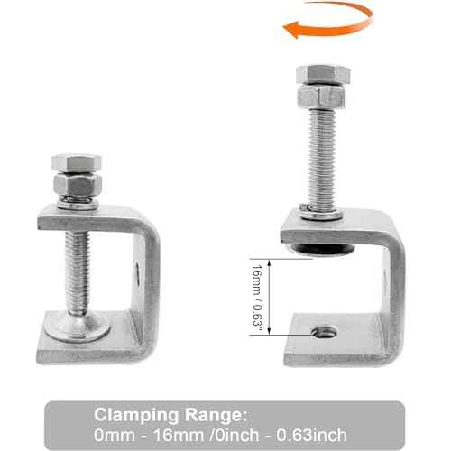 Stainless Steel C Clamps, Mini Tiger Clamp Set for Mounting, Heavy Duty Metal U Clamps, Small Desk G-Clamp with 0.79 Inch Stable Wide Jaw Opening for Metal Working Woodworking Welding Building (4pcs)