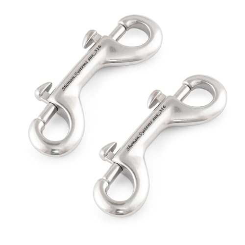3.5 Inch Heavy Duty Double Ended Stainless Steel Snap Hooks 2 Pack for Marine, Diving, Leashes