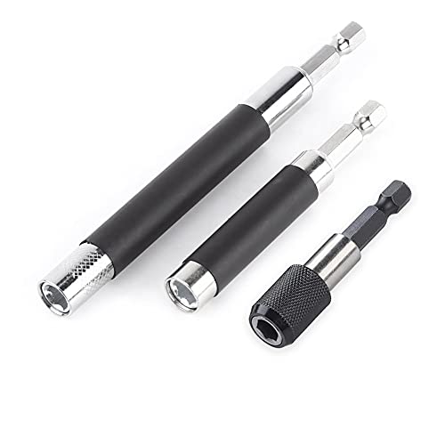 Magnetic Screw Drive Guide Drill Bit Tip Holder Screwdriver Bit Holder Drill Bit Extension Bar Drill Screw Adapter with 1/4 Inch Hex Shank, Set of 3