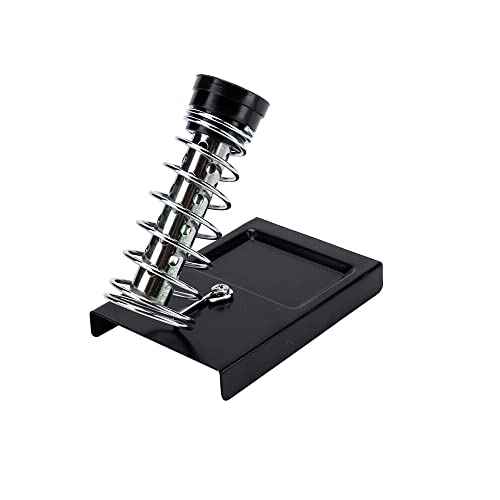 Soldering Iron Holder,Soldering Iron Stand Spring Holders Support Solder with Brass Wool Soldering Tip Cleaner and Cleaning Sponge, Black, Medium