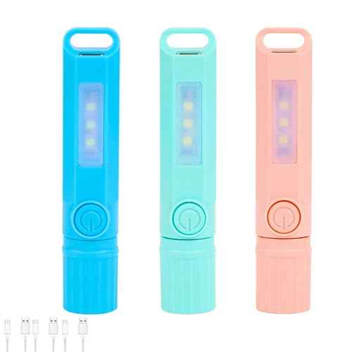 3 Pack Rechargeable Flashlights USB C Mini LED Flashlights, Camping Lantern Combo Flashlight, Ultralight Zoomable Flashlight for Gift Camping Hiking Night Reading Halloween Gifts Stocking Stuffers