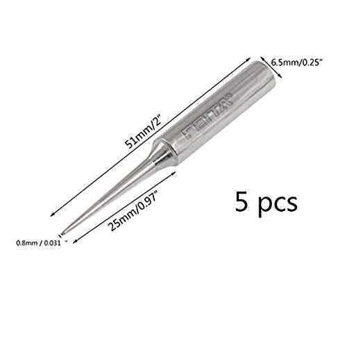 FEITA 900M-T Soldering Tips 0.8mm Point Solder Iron Replacement Tip Accessories Kit for Electronics 936 Soldering Station Tools (LI 5Pcs)