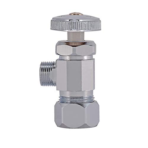 Eastman Multi-Turn Angle Stop Valve with Nut & Sleeve, Chrome, 3/8 in x 5/8 in