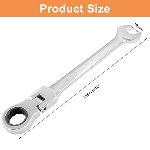 Piutouyar 19mm Flex-Head Ratcheting Wrench, Professional Metric Ratchet Wrench Combination Wrench Box Ended Spanner Tool for Projects Repair(5¡Æ Movement and 72 Teeth 12 Point, CR-V)