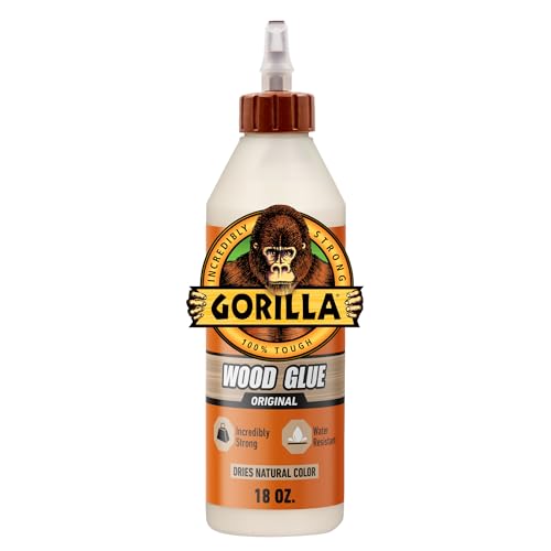 Gorilla Wood Glue - 18 oz Water-Resistant PVA Adhesive for Indoor & Outdoor Use