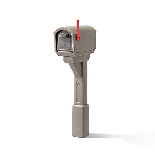 Step2 MailMaster Express Mailbox with Flag, Large Weather-Resistant Outdoor Post, Mocha