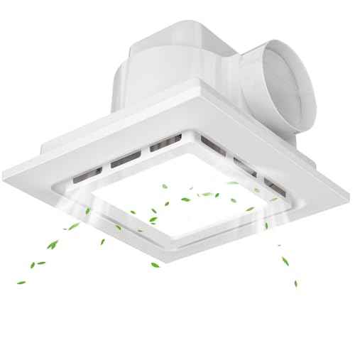 Bathroom Exhaust Fan with Light, Ultra Quiet Ventilation Fan Combo 1.0 Sone 130CFM, 10x10 Ceiling Bath Fan with 1500LM LED Light for Bathroom, Fits 8.3"x8.3" Opening