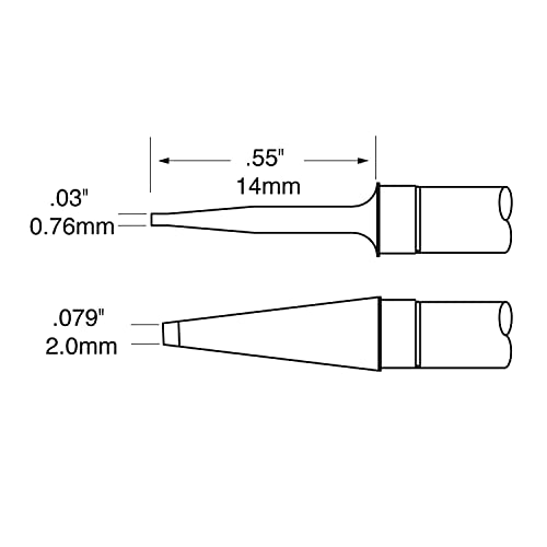 Metcal TFP-BLP2 Series TxP Tweezer Cartridge for Most Standard Applications, 790¡ÆF Maximum Tip Temperature, Blade, 2mm Tip Size, 14mm Tip Length, Silver