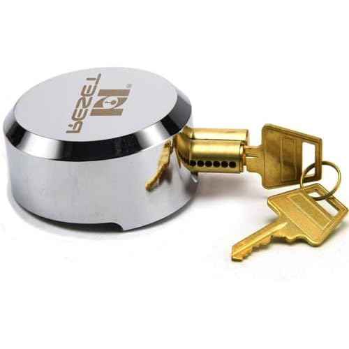 RESET-903 Heavy Duty Hidden Shackle Padlock, Keyed Different, Chain, Trailer, Van, Truck Door Lock, Hockey Puck, Solid Steel, Sliver