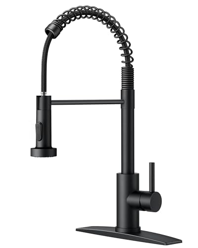 FORIOUS Matte Black Kitchen Sink Faucet with Pull Down Sprayer, High Arc, Easy Install