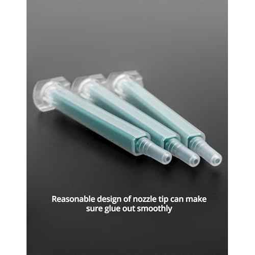 QWORK Static Mixing Nozzle Tip, 50 Pcs Mixing Epoxy Adhesive Applicator Nozzle,Mixer Plastic Resin Mixing Tip for AB Gun 50ml/1.7oz(1:1/1:2Ratio)