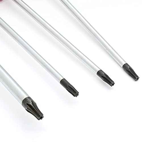 Piutouyar 8PCS Magnetic Torx Screwdriver Set - T8, T9, T10, T15 Torx Security Screwdriver, 3mm, 75mm Long (Red)