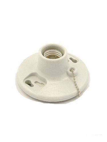 Leviton White Incandescent Lamp Holder with Pull Chain - Outdoor Indoor Use