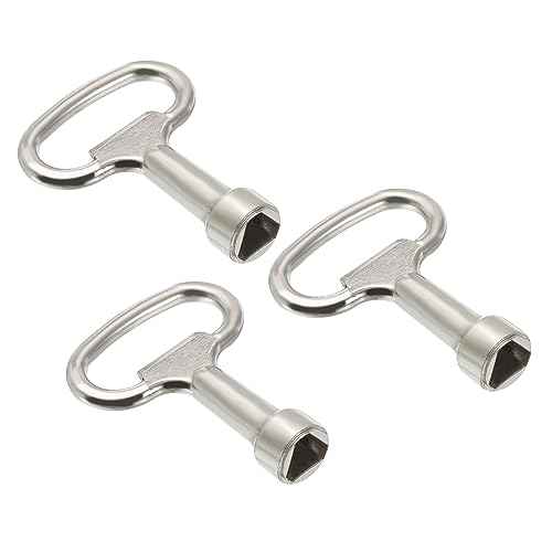PATIKIL 12.5x7mm Triangle Socket Spanner Key, 3 Pack Electrical Cabinet Gas Water Meter Key for Elevator Lift Door Triangle Panel Lock, Silver