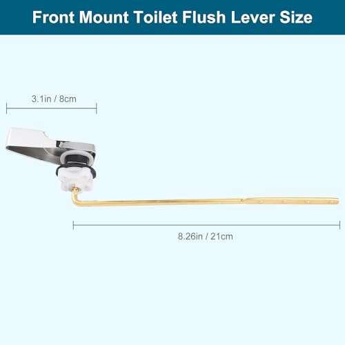 Hygie Rinse Universal Front Mount Metal Toilet Handle Replacement Kit with Chrome Finish & Circle Flapper Chain