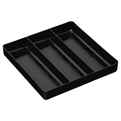 Ernst Manufacturing Stackable Home, Office & Workshop Tray in Black with 3 Compartments - Ideal for Mechanics, Electricians, Plumbers, Crafting, Hobbies - Impact Resistant, Fits in Drawers