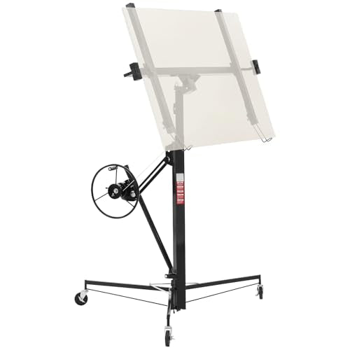 VEVOR 11ft Heavy-Duty Drywall Lift with Black Finish - 150 lbs Capacity, Adjustable & Mobile Sheetrock Hoist