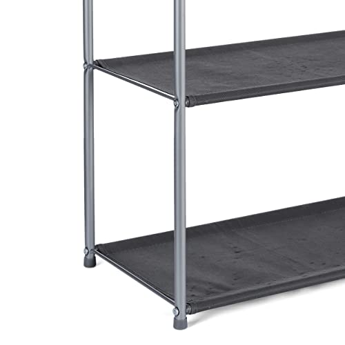 Freestanding Closet Organizer with Fabric Bins & Shelves, Grey, 32.7" x 12.2" x 31"