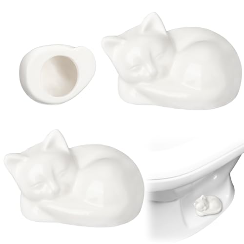Wonderjune 2 Pack White Cat Toilet Bolt Covers | Decorative Bathroom Accessories