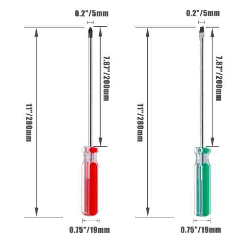 2 PCS Magnetic Screwdriver Set, Magnetic 5mm Phillips and Flat Head Tips Screwdriver with 8¡± Steel Shaft for Repair Home Improvement