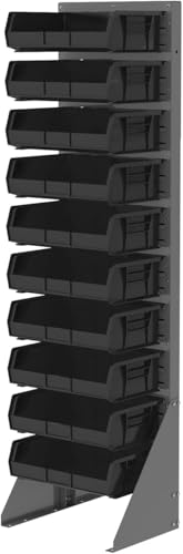 AkroBins 30255 Stackable Storage Bins 11x16x5 in Black - 6 Pack, Hanging/Stacking
