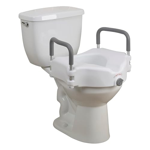 Drive Medical Standard 2-in-1 Raised Toilet Seat with Removable Padded Arms