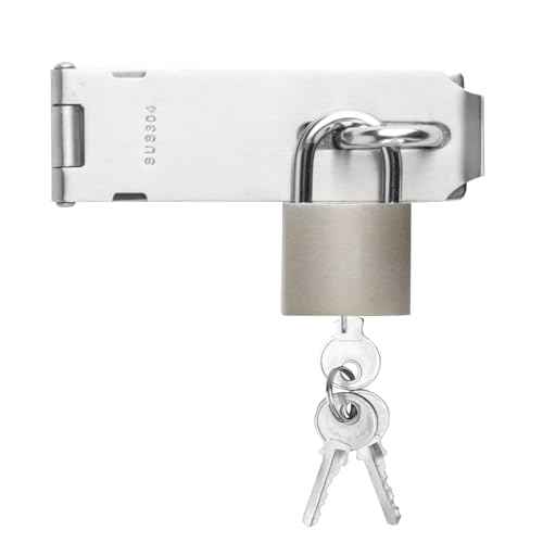 1 Set Stainless Steel Padlock Lock, Door Lock Lock, Padlock Latch Heavy Duty Buckle Latch with Lock Key for Cabinet Closet Door Latch Buckle, 5 Inch