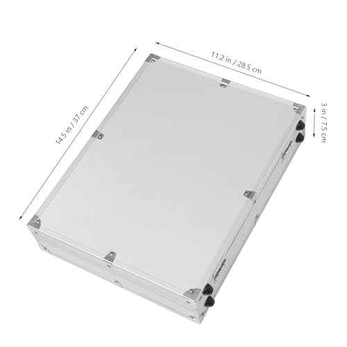 Aluminum Briefcase, Portable Lockable Empty Silver Metal Tool Box Small Container Locking Storage Case with Ripple Foam and Handle for Storage and Carrying, 14.5x11.2x3.0in