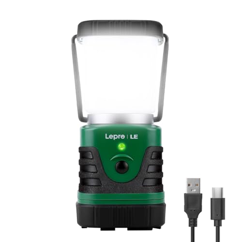 Lepro 1000LM Rechargeable Camping Lantern - Green, 4 Light Modes, Power Bank