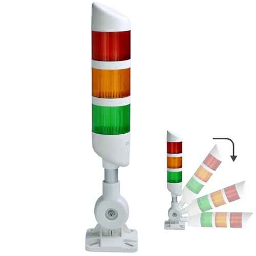 3-Layer Led Signal Tower Stack Lights, Industrial Signal Warning Lights, Column Tower Lamp with Rotatable Base Steady 24V DC/AC with Buzzer