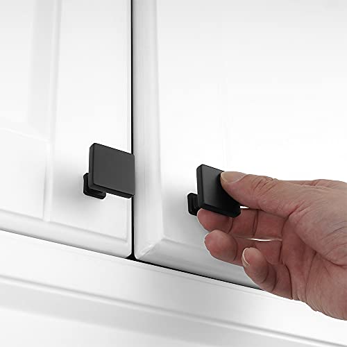 KOOFIZO 10 Pack Matte Black Square Cabinet Knobs - Modern Single Hole Pulls K08