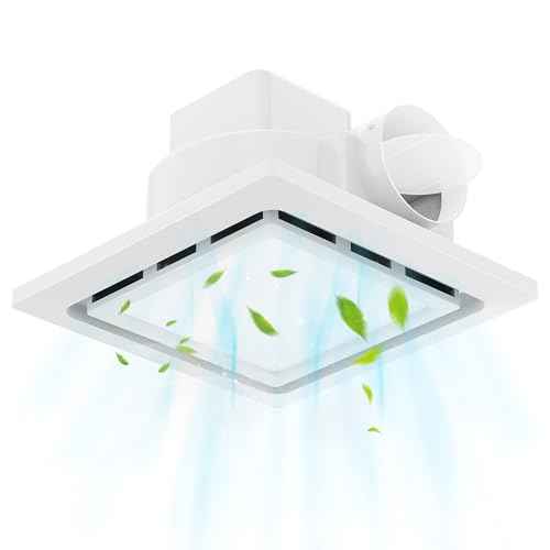 TEPU Bathroom Exhaust Fan with Light 144 CFM, 11.8In Grille, Housing 9.8" x 9.8", Duct 4 Inch, 1.0 Sone Quiet Bath Ceiling Vent Fan Combo with 6500K 1200LM LED Light, for Bathroom, Laundry, Shower