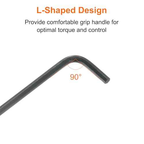 HARFINGTON 4pcs Ball End Hex Key Wrench 1/8" L-Shape Long Arm Hexagon SAE Wrenches Chrome Vanadium Steel Repairing Tool for Home Repair Black