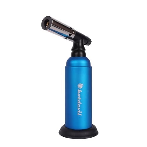 Hotdevil 20g Big Butane Torch Refillable Soldering Industrial Torch Adjustable Single Flames Blow Cooking Torch Lighter with Safety Lock for Soldering Baking Welding DIY Crafts(Butane Gas Not Include)