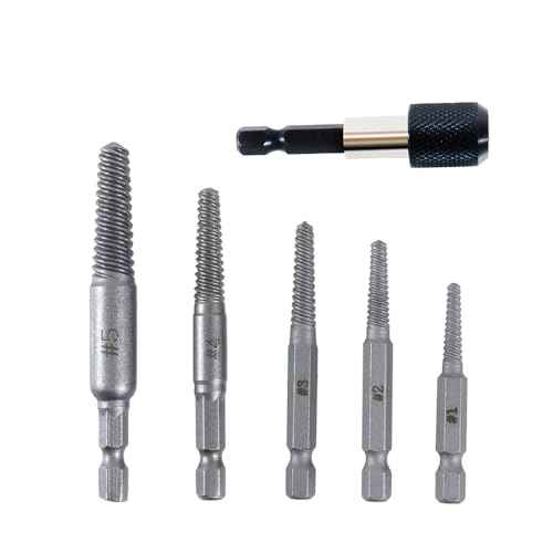 ?LONKER 6 Pcs Screw Extractor Set, Easy Out Bolt Extractor and HSS Steel Cobalt Left Hand Drill Bit Kit, Stripped Screw Extractor with 1/4'' Adapter for Broken Bolts, Screws and Studs