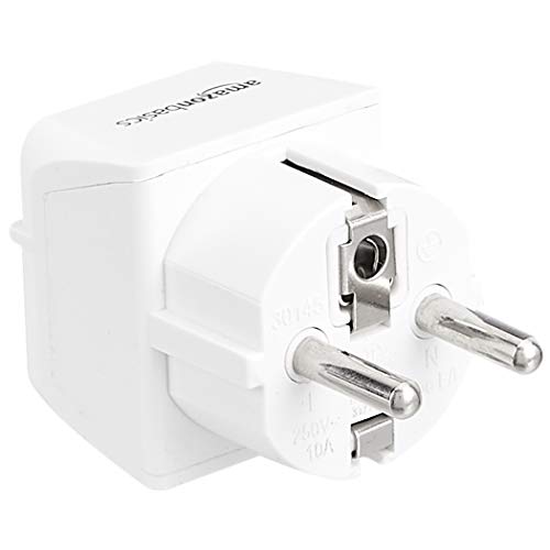 Amazon Basics 3-Pack Travel Plug Adapter Type E/F for Europe, US to France, Germany, Spain, UK, More