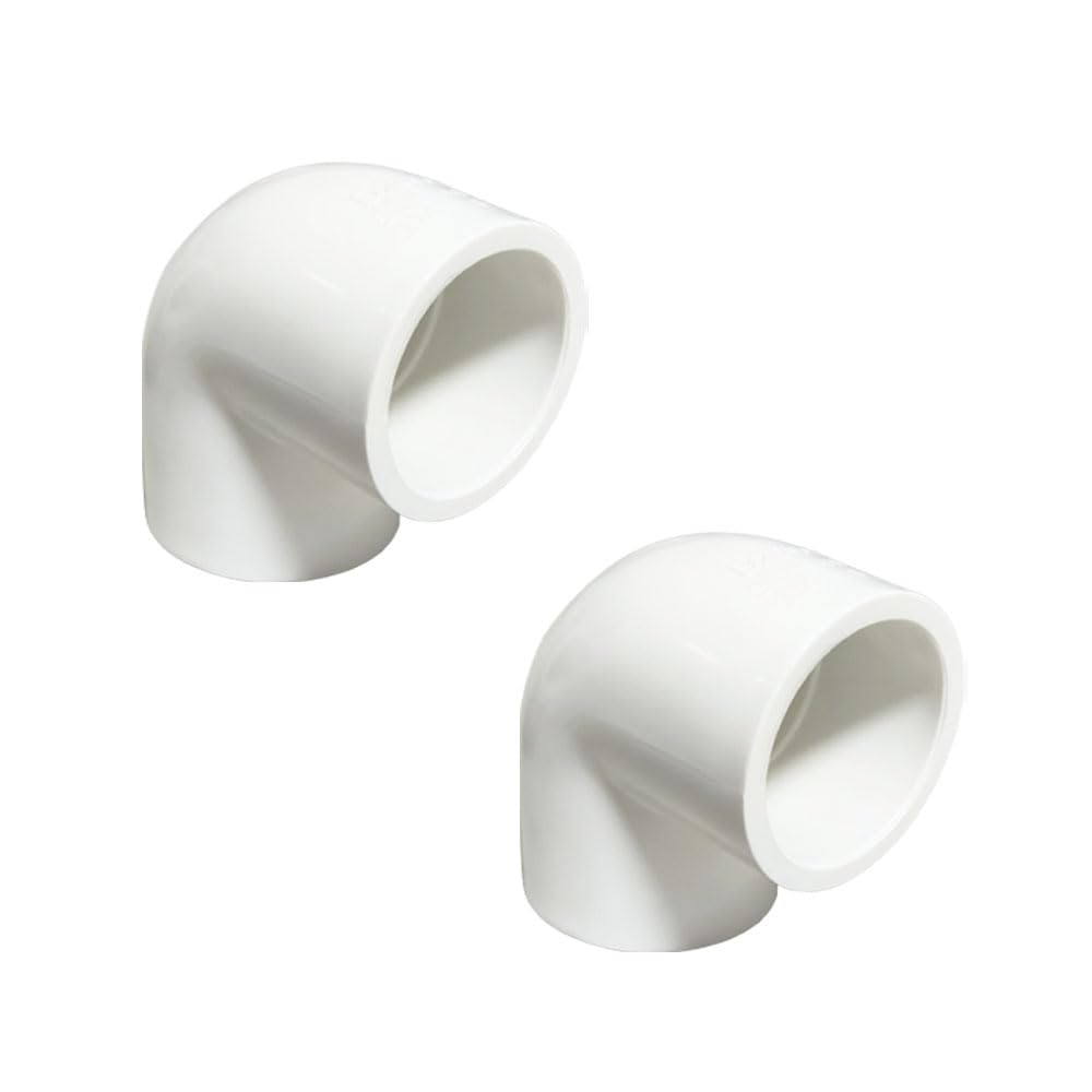 HayEastdor 2PCS 1-1/2 Inch White PVC 90 Degree Elbow Adapter Pipe Fittings 2 Way Right Angle Pipe Corner Coupling Connectors for Sprinkler, Drip Irrigation System HE051-1-1/2