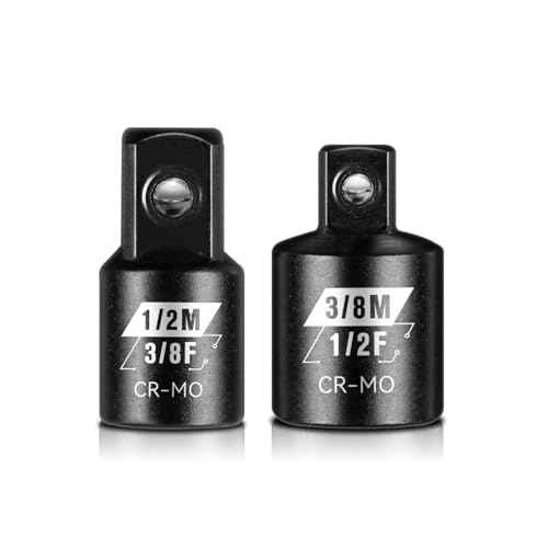 BLACKROBOT 2PCS Impact Socket Adapter and Reducer Set, 3/8" to 1/2" & 1/2" to 3/8" Socket Adapter Set, SAE Drive Cr-Mo Steel Exceeds ANSI Standards, Square Drive Adapter for Impact Driver Wrench