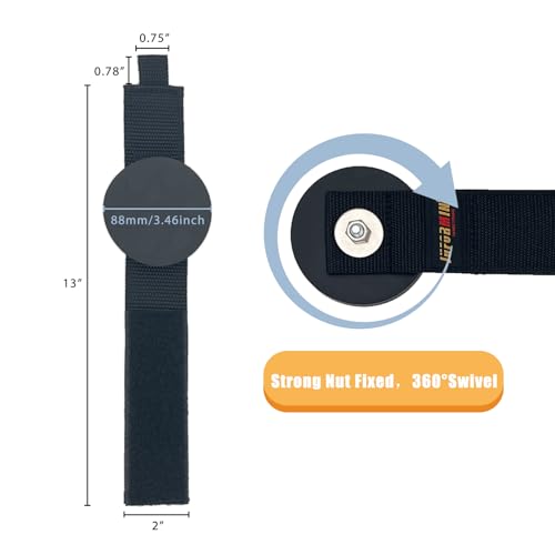 Heavy Duty Magnetic Hook, Magnetic Tool Holder, Magnetic Garage Hooks, Extension Cord Strap for Cable, Rope, Wire Storage in Garage,Workshop,RV,Pick-up(Dia.3.46" Magnet * 2Pcs)