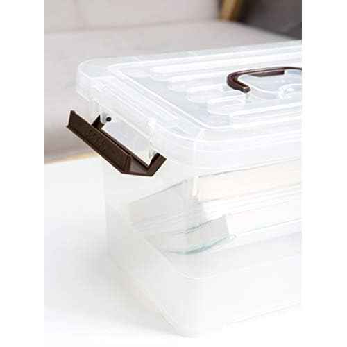 4 Pack-Plastic Storage Bins with Lids and Handle, Clear Plastic Latching Box for Storage, Stackable Storage Containers for Organizing, Multi-Purpose, 7 Quart